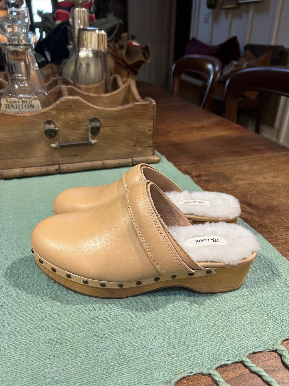Madewell Cecily Leather Shearling Clog